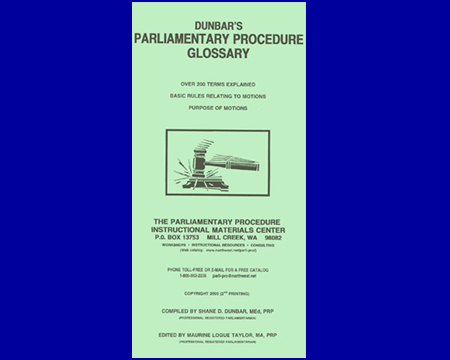 Brochure - Dunbar`s Parliamentary Procedure Glossary (PARL-8C)