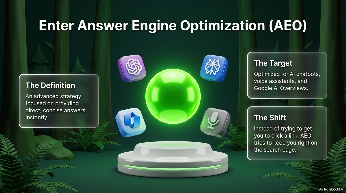 Enter Answer Engine Optimization — the definition, the target, the shift