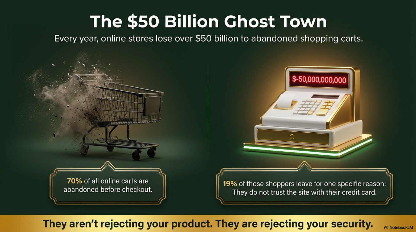 The $50 Billion Ghost Town — 70% cart abandonment, 19% don't trust the site