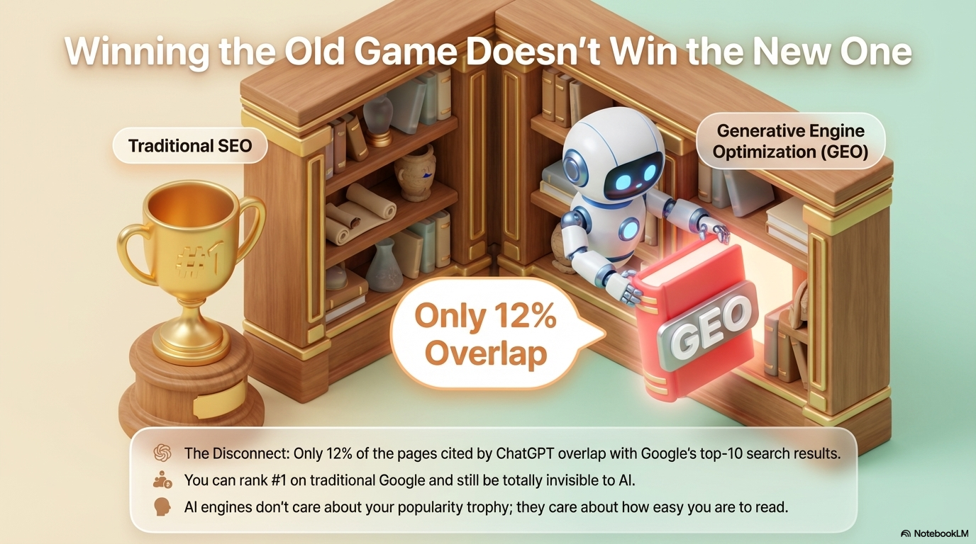 Only 12% overlap between Google top 10 and ChatGPT citations