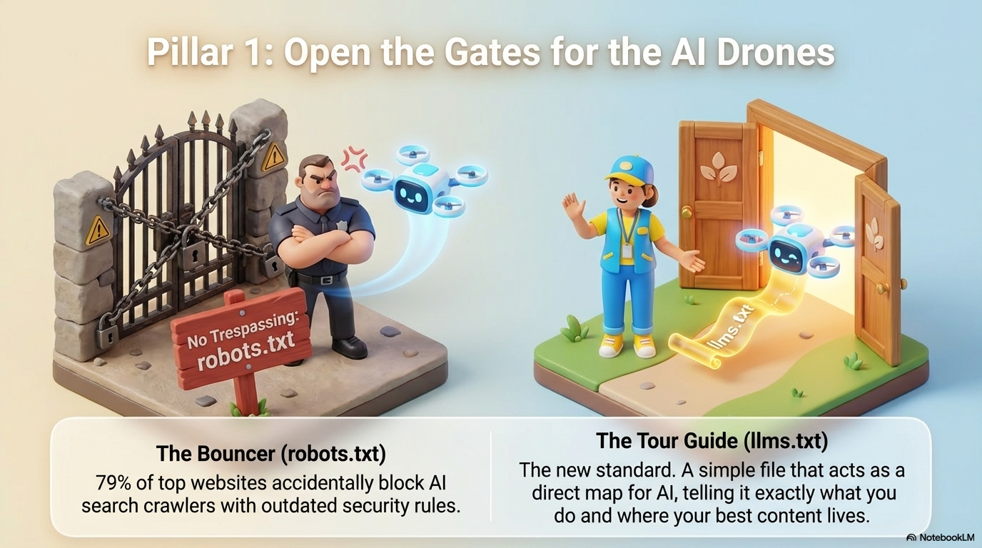 Pillar 1: Open the Gates — robots.txt and llms.txt
