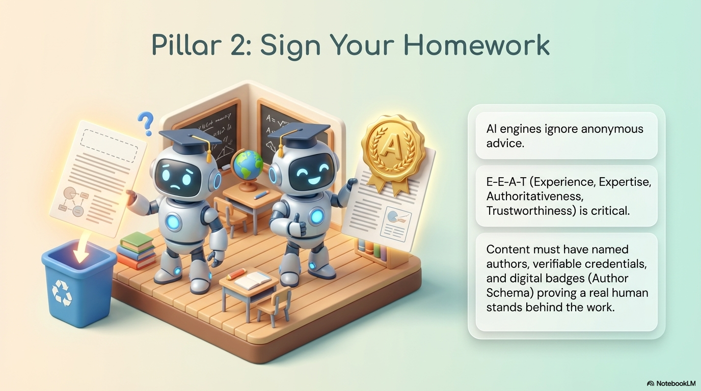 Pillar 2: Sign Your Homework — E-E-A-T and author schema