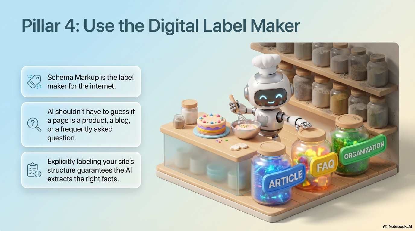 Pillar 4: Schema markup — the digital label maker