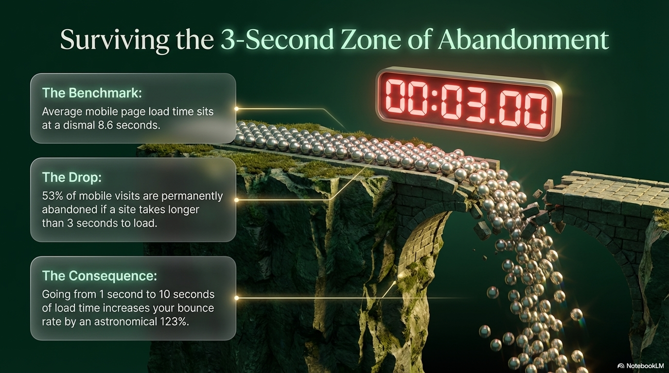 3-second zone of abandonment — 53% leave after 3 seconds