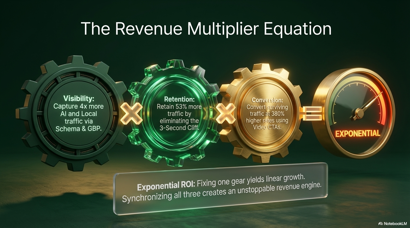 Revenue multiplier equation — Visibility x Retention x Conversion = Exponential
